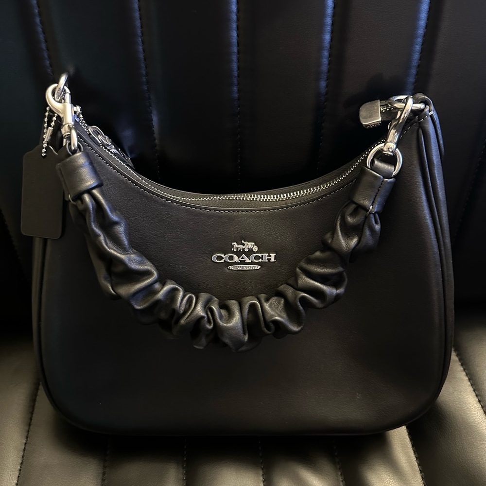 Coach Teri Hobo Bag - Black / Silver